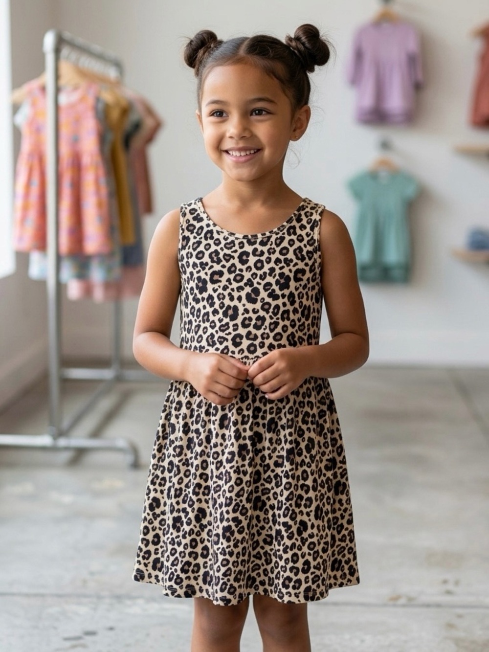 H&M Girls' Leopard Print Sleeveless Summer Dress